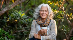 Mujer de 50 años sonriendo. ¿Qué es la rehabilitación oral?