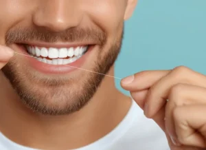 Hombre limpiándose los dientes ¿Sangrado al cepillarte?