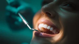 Mujer en proceso de periodoncia. ¿Por qué se retraen las encías?