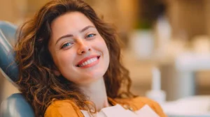 Mujer sonriendo. Raspado y alisado radicular